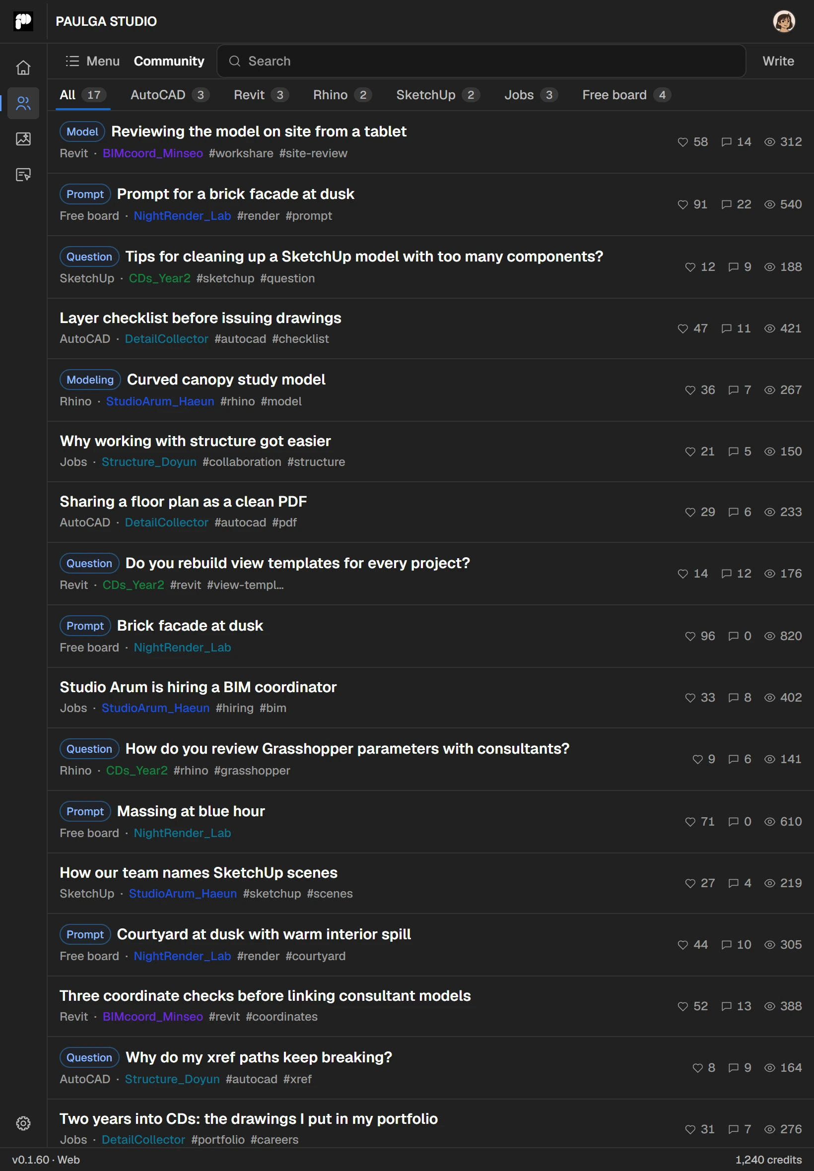 Community feed on a tablet
